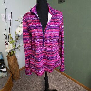 Women's Nike Pro 1/2 Zip Pullover XL Pink Purple Multi Print Athletic